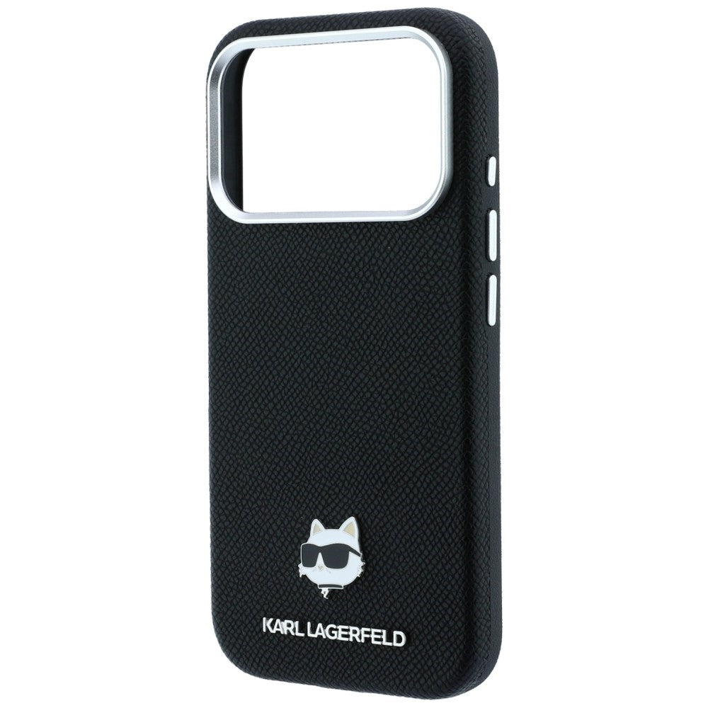Husa MagSafe pentru Apple iPhone 18 Pro / 17 Pro, Karl Lagerfeld, Grained Choupette Head, Neagra