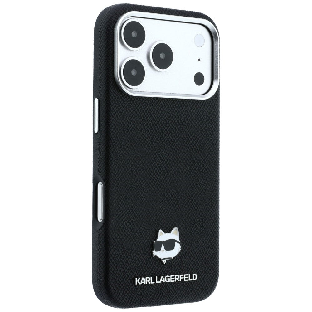 Husa MagSafe pentru Apple iPhone 18 Pro / 17 Pro, Karl Lagerfeld, Grained Choupette Head, Neagra