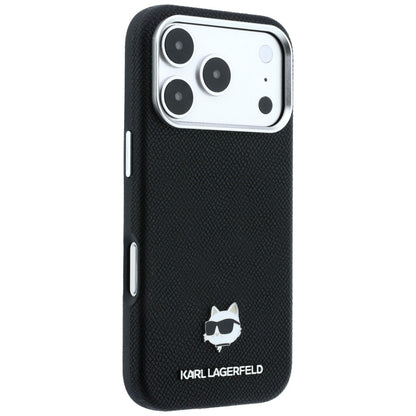 Husa MagSafe pentru Apple iPhone 18 Pro / 17 Pro, Karl Lagerfeld, Grained Choupette Head, Neagra