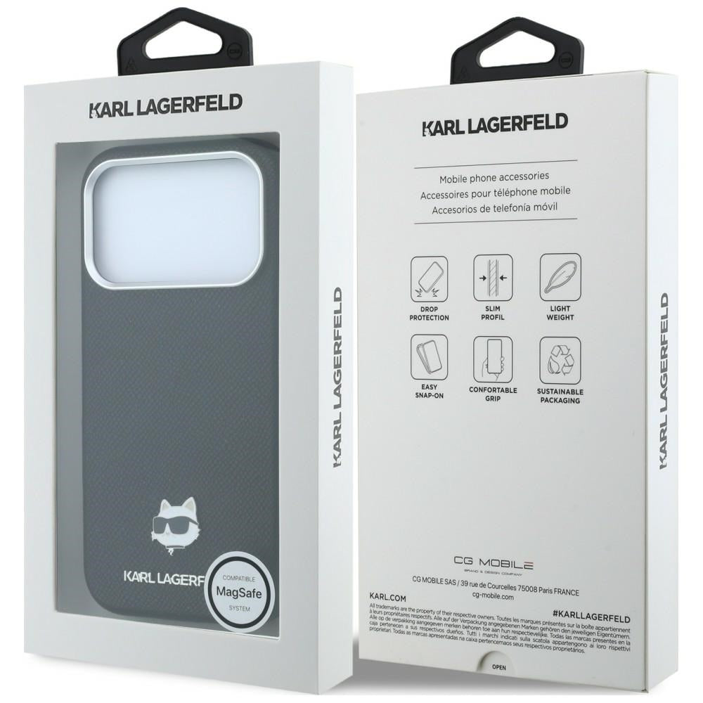 Husa MagSafe pentru Apple iPhone 18 Pro / 17 Pro, Karl Lagerfeld, Grained Choupette Head, Neagra