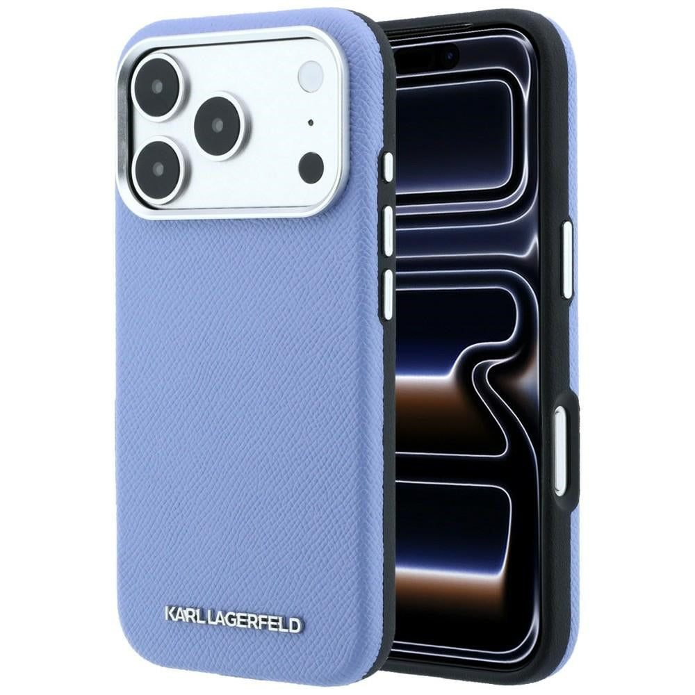 Husa MagSafe pentru Apple iPhone 18 Pro / 17 Pro, Karl Lagerfeld, Grained Elongated Logo, Albastra