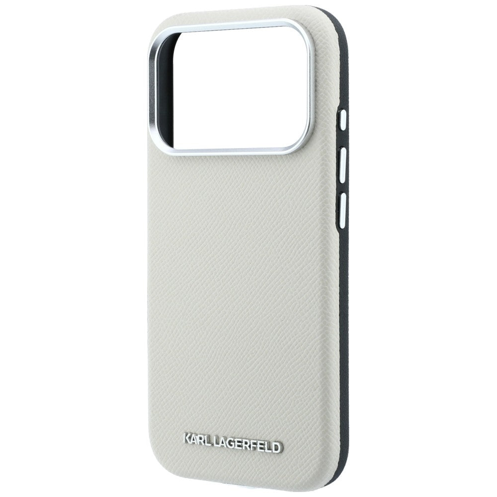 Husa MagSafe pentru Apple iPhone 18 Pro / 17 Pro, Karl Lagerfeld, Grained Elongated Logo, Bej