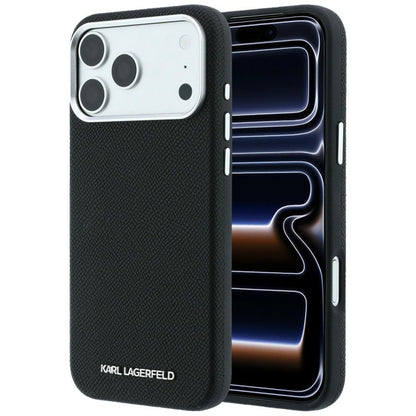 Husa MagSafe pentru Apple iPhone 18 Pro / 17 Pro, Karl Lagerfeld, Grained Elongated Logo, Neagra