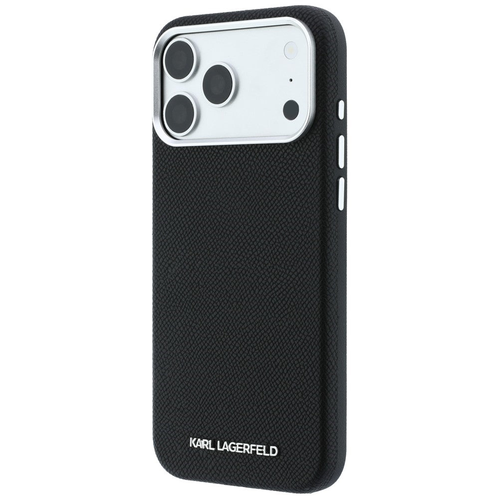 Husa MagSafe pentru Apple iPhone 18 Pro / 17 Pro, Karl Lagerfeld, Grained Elongated Logo, Neagra