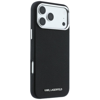 Husa MagSafe pentru Apple iPhone 18 Pro / 17 Pro, Karl Lagerfeld, Grained Elongated Logo, Neagra