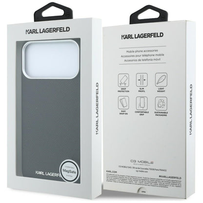 Husa MagSafe pentru Apple iPhone 18 Pro / 17 Pro, Karl Lagerfeld, Grained Elongated Logo, Neagra
