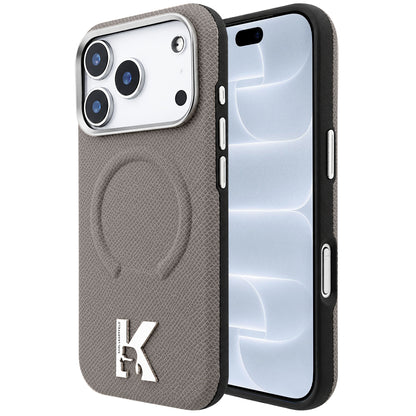 Husa MagSafe pentru Apple iPhone 18 Pro / 17 Pro, Karl Lagerfeld, Grained Embossed Ring , Bej
