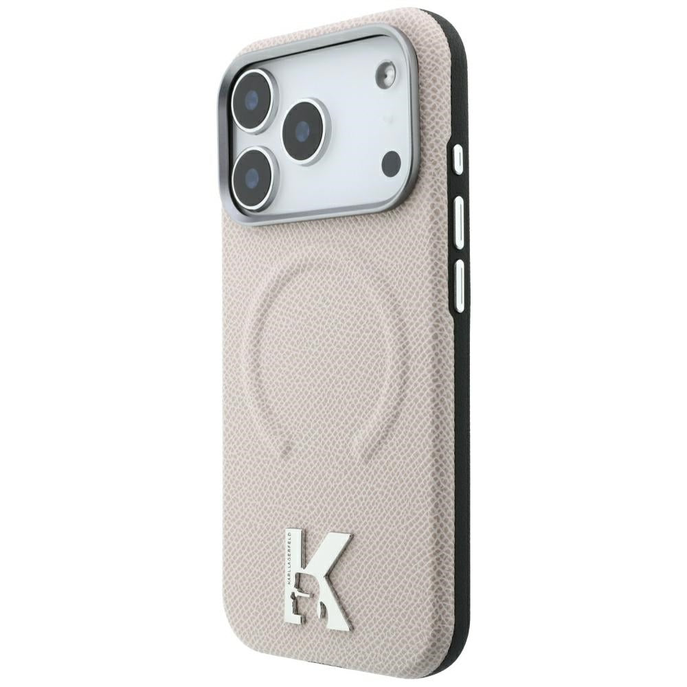 Husa MagSafe pentru Apple iPhone 18 Pro / 17 Pro, Karl Lagerfeld, Grained Embossed Ring , Bej
