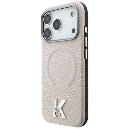 Husa MagSafe pentru Apple iPhone 18 Pro / 17 Pro, Karl Lagerfeld, Grained Embossed Ring , Bej