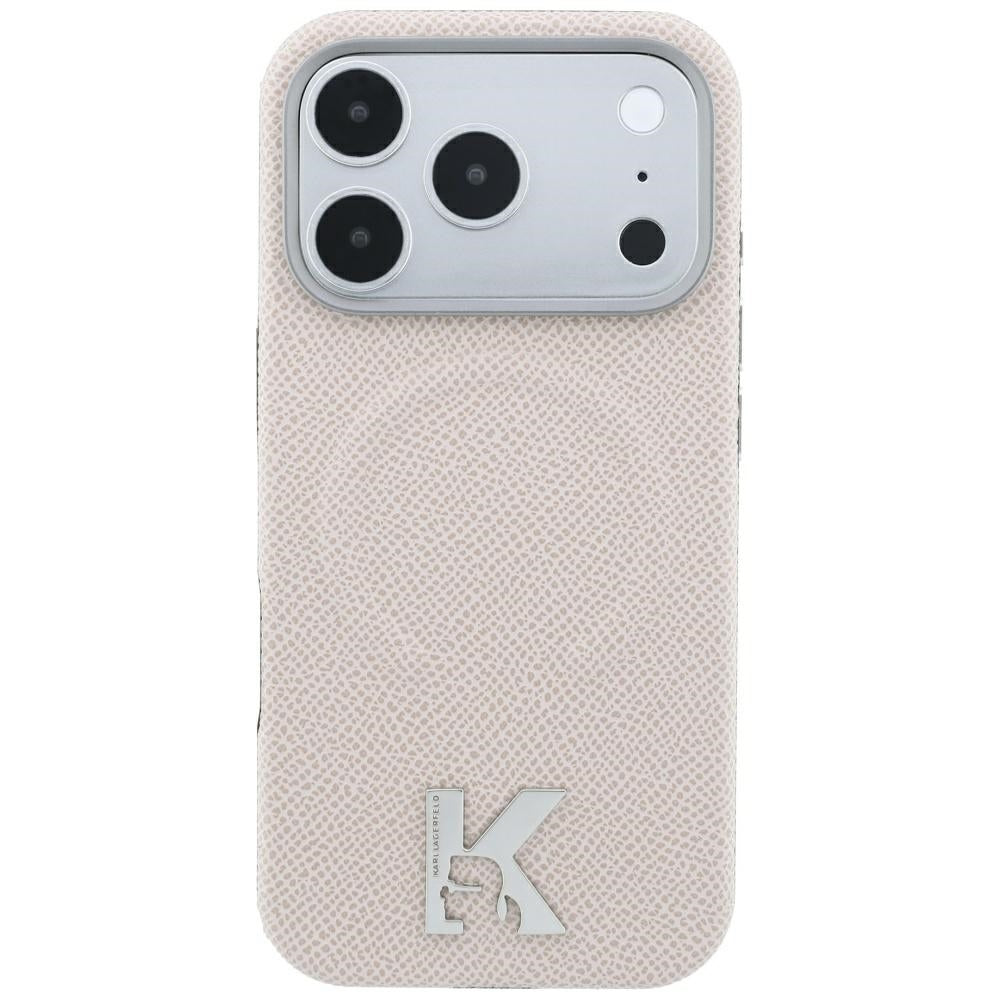 Husa MagSafe pentru Apple iPhone 18 Pro / 17 Pro, Karl Lagerfeld, Grained Embossed Ring , Bej