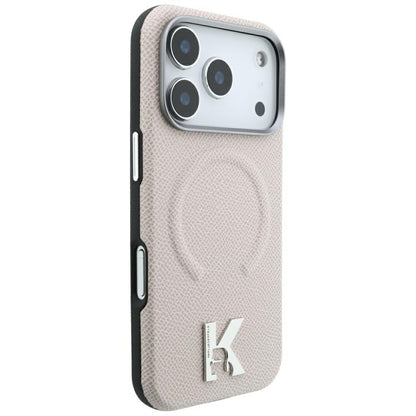 Husa MagSafe pentru Apple iPhone 18 Pro / 17 Pro, Karl Lagerfeld, Grained Embossed Ring , Bej