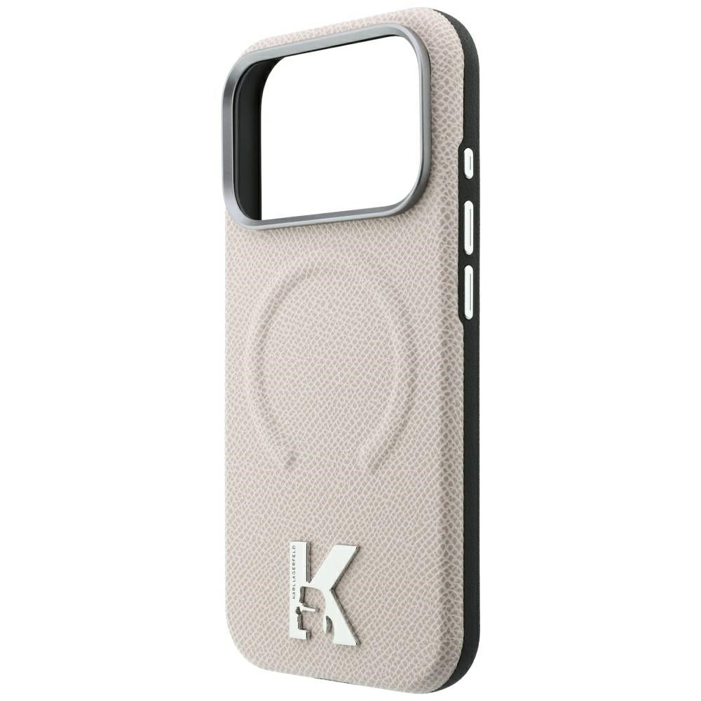 Husa MagSafe pentru Apple iPhone 18 Pro / 17 Pro, Karl Lagerfeld, Grained Embossed Ring , Bej