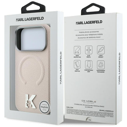 Husa MagSafe pentru Apple iPhone 18 Pro / 17 Pro, Karl Lagerfeld, Grained Embossed Ring , Bej