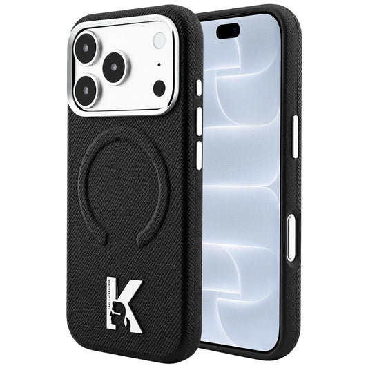 Husa MagSafe pentru Apple iPhone 18 Pro / 17 Pro, Karl Lagerfeld, Grained Embossed Ring , Neagra