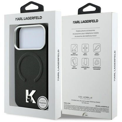 Husa MagSafe pentru Apple iPhone 18 Pro / 17 Pro, Karl Lagerfeld, Grained Embossed Ring , Neagra