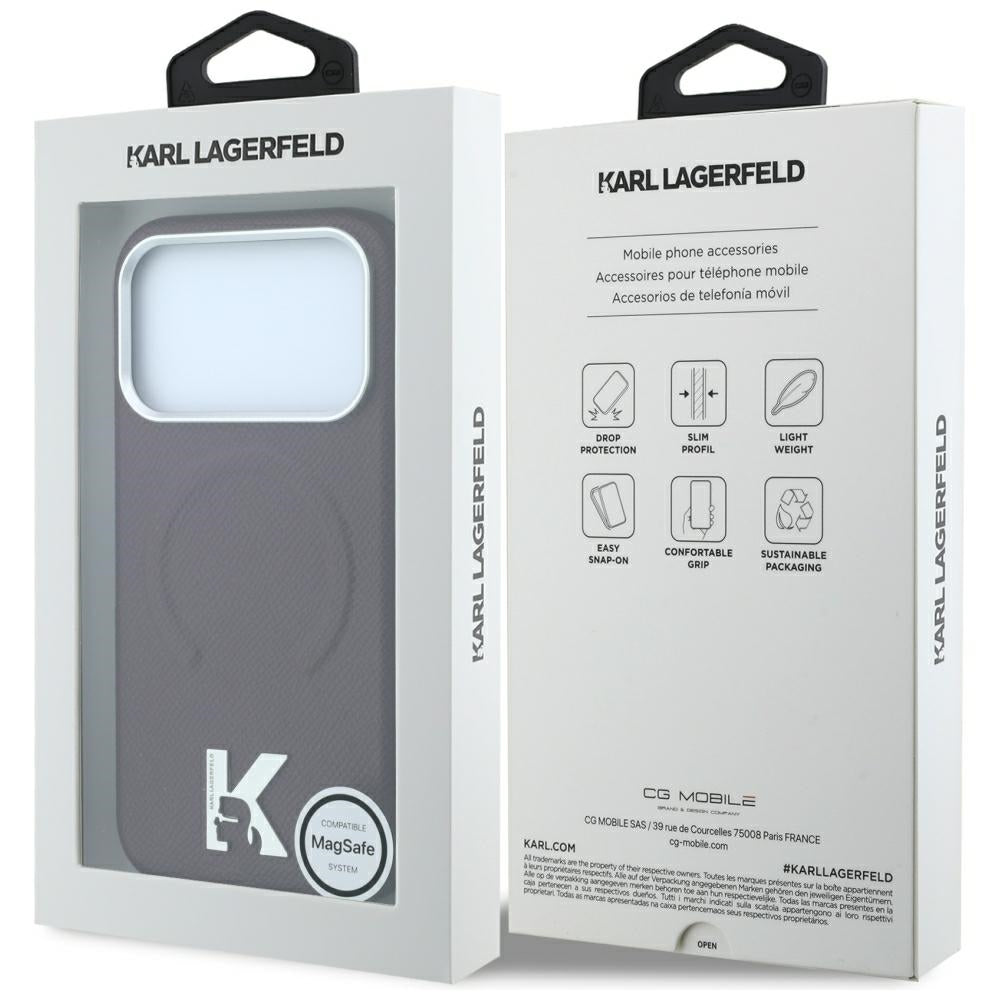 Husa MagSafe pentru Apple iPhone 18 Pro / 17 Pro, Karl Lagerfeld, Grained Embossed Ring , Visinie