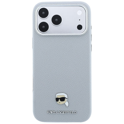 Husa MagSafe pentru Apple iPhone 18 Pro / 17 Pro, Karl Lagerfeld, Grained Karl Head's Metal, Gri