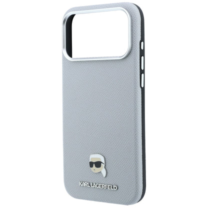 Husa MagSafe pentru Apple iPhone 18 Pro / 17 Pro, Karl Lagerfeld, Grained Karl Head's Metal, Gri