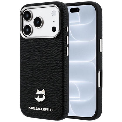 Husa MagSafe pentru Apple iPhone 18 Pro / 17 Pro, Karl Lagerfeld, Grained Karl Head's Metal, Neagra