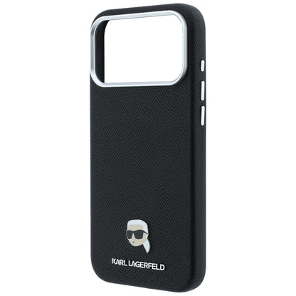Husa MagSafe pentru Apple iPhone 18 Pro / 17 Pro, Karl Lagerfeld, Grained Karl Head's Metal, Neagra