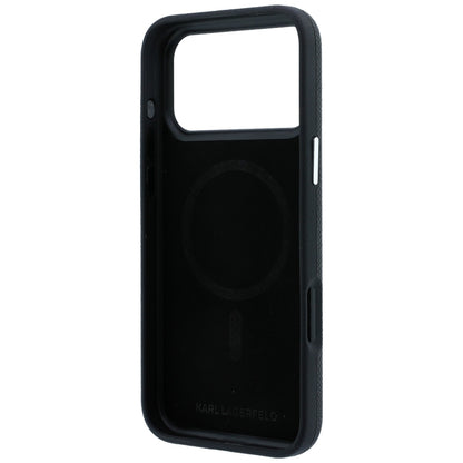 Husa MagSafe pentru Apple iPhone 18 Pro / 17 Pro, Karl Lagerfeld, Grained Karl Head's Metal, Neagra