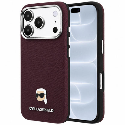 Husa MagSafe pentru Apple iPhone 18 Pro / 17 Pro, Karl Lagerfeld, Grained Karl Head's Metal, Visinie