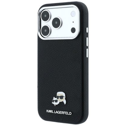 Husa MagSafe pentru Apple iPhone 18 Pro / 17 Pro, Karl Lagerfeld, Grained KC Heads, Neagra