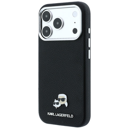 Husa MagSafe pentru Apple iPhone 18 Pro / 17 Pro, Karl Lagerfeld, Grained KC Heads, Neagra