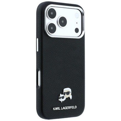 Husa MagSafe pentru Apple iPhone 18 Pro / 17 Pro, Karl Lagerfeld, Grained KC Heads, Neagra