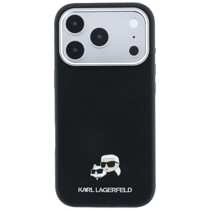 Husa MagSafe pentru Apple iPhone 18 Pro / 17 Pro, Karl Lagerfeld, Grained KC Heads, Neagra