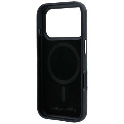 Husa MagSafe pentru Apple iPhone 18 Pro / 17 Pro, Karl Lagerfeld, Grained KC Heads, Neagra