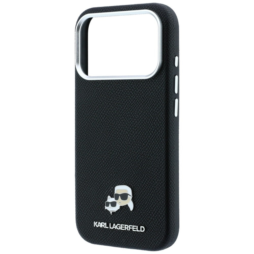 Husa MagSafe pentru Apple iPhone 18 Pro / 17 Pro, Karl Lagerfeld, Grained KC Heads, Neagra