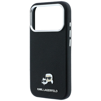 Husa MagSafe pentru Apple iPhone 18 Pro / 17 Pro, Karl Lagerfeld, Grained KC Heads, Neagra