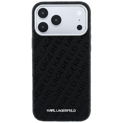Husa MagSafe pentru Apple iPhone 18 Pro / 17 Pro, Karl Lagerfeld, Grained Metal Logo, Neagra