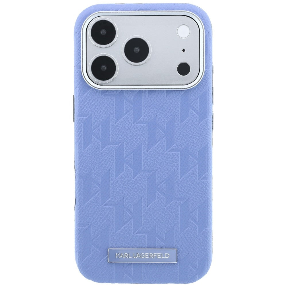 Husa MagSafe pentru Apple iPhone 18 Pro / 17 Pro, Karl Lagerfeld, Grained Mono Resin Logo, Bleu