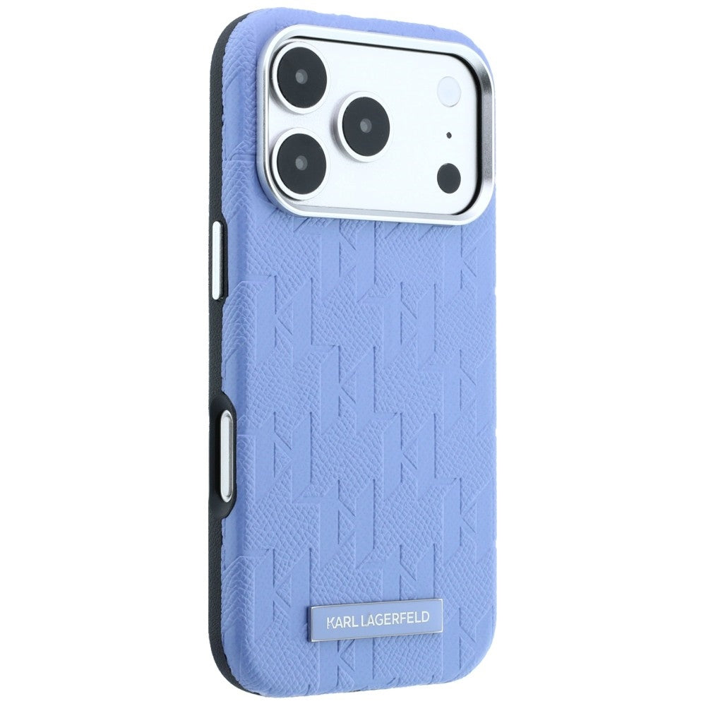 Husa MagSafe pentru Apple iPhone 18 Pro / 17 Pro, Karl Lagerfeld, Grained Mono Resin Logo, Bleu
