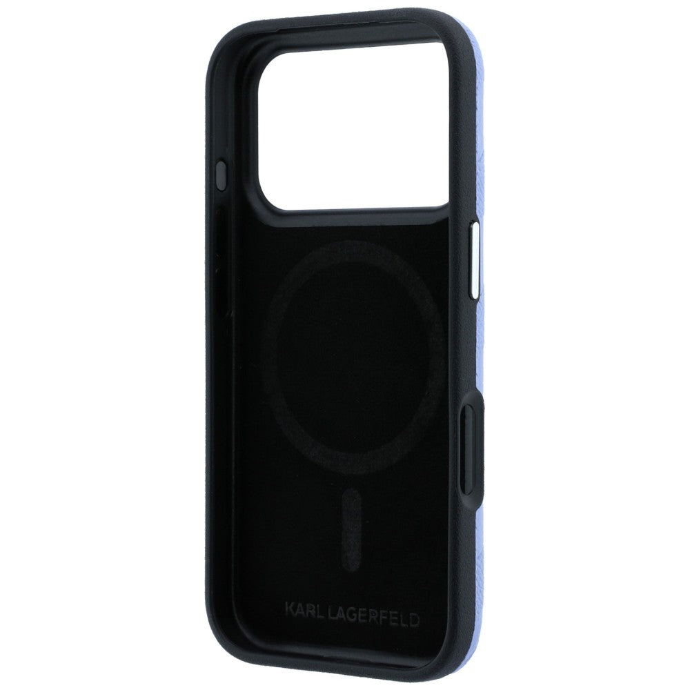 Husa MagSafe pentru Apple iPhone 18 Pro / 17 Pro, Karl Lagerfeld, Grained Mono Resin Logo, Bleu