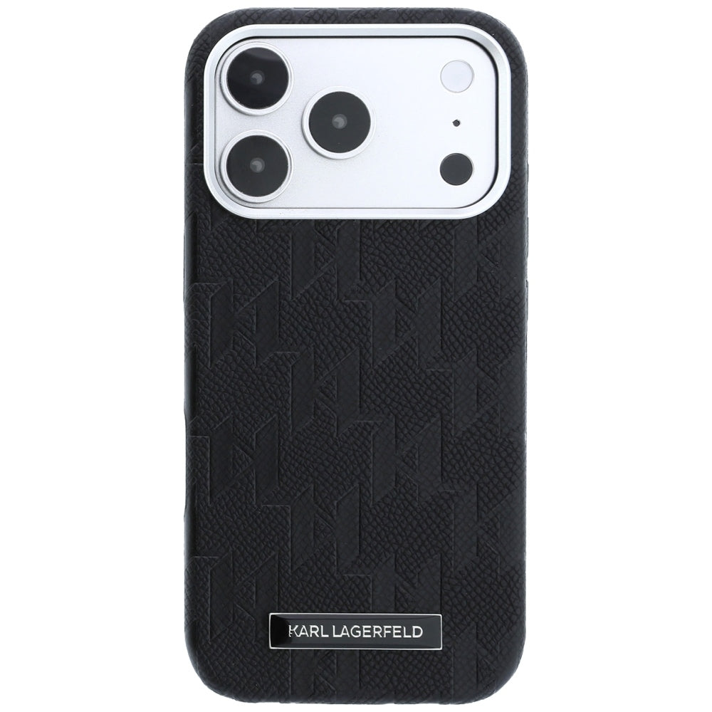 Husa MagSafe pentru Apple iPhone 18 Pro / 17 Pro, Karl Lagerfeld, Grained Mono Resin Logo, Neagra
