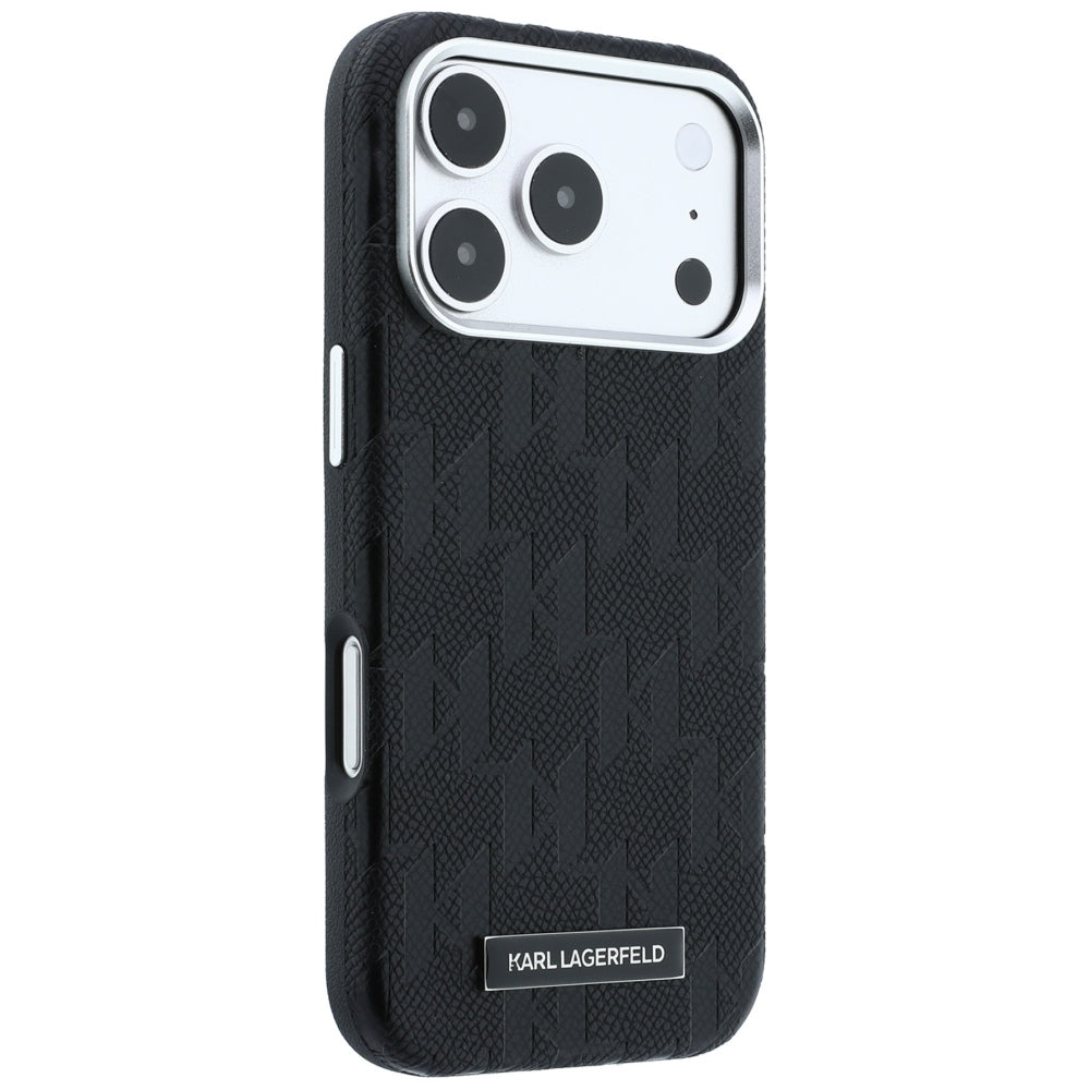 Husa MagSafe pentru Apple iPhone 18 Pro / 17 Pro, Karl Lagerfeld, Grained Mono Resin Logo, Neagra