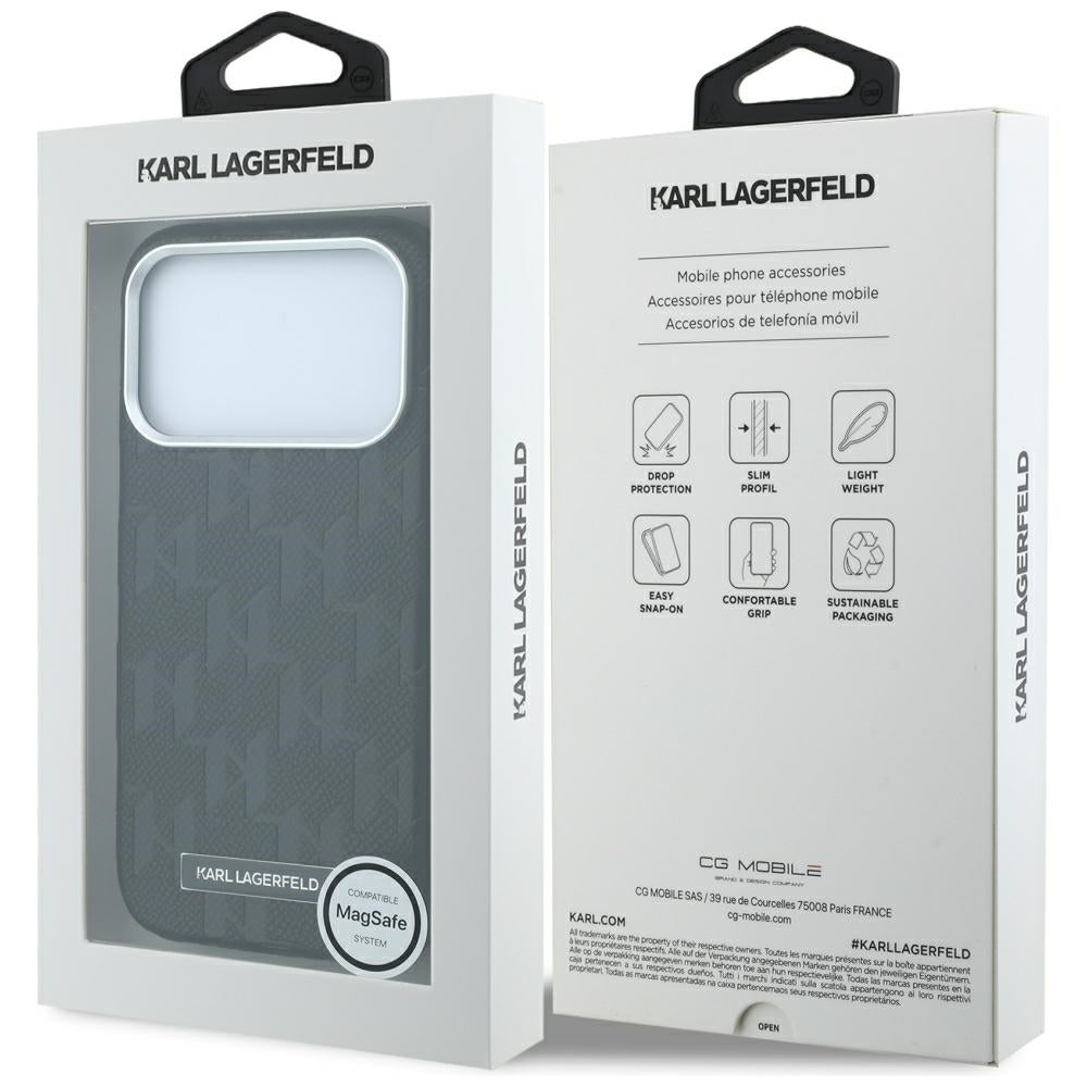 Husa MagSafe pentru Apple iPhone 18 Pro / 17 Pro, Karl Lagerfeld, Grained Mono Resin Logo, Neagra