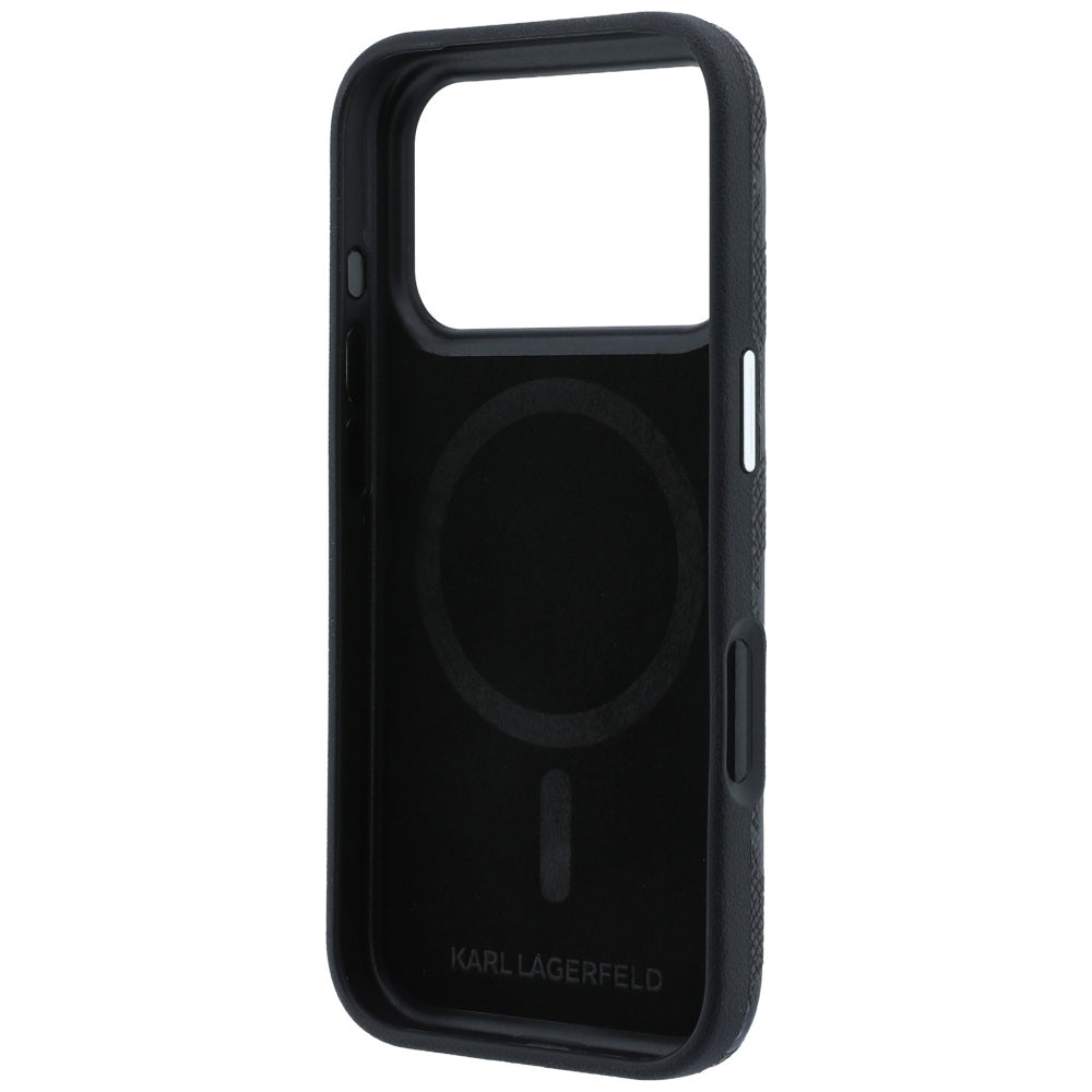 Husa MagSafe pentru Apple iPhone 18 Pro / 17 Pro, Karl Lagerfeld, Grained Mono Resin Logo, Neagra