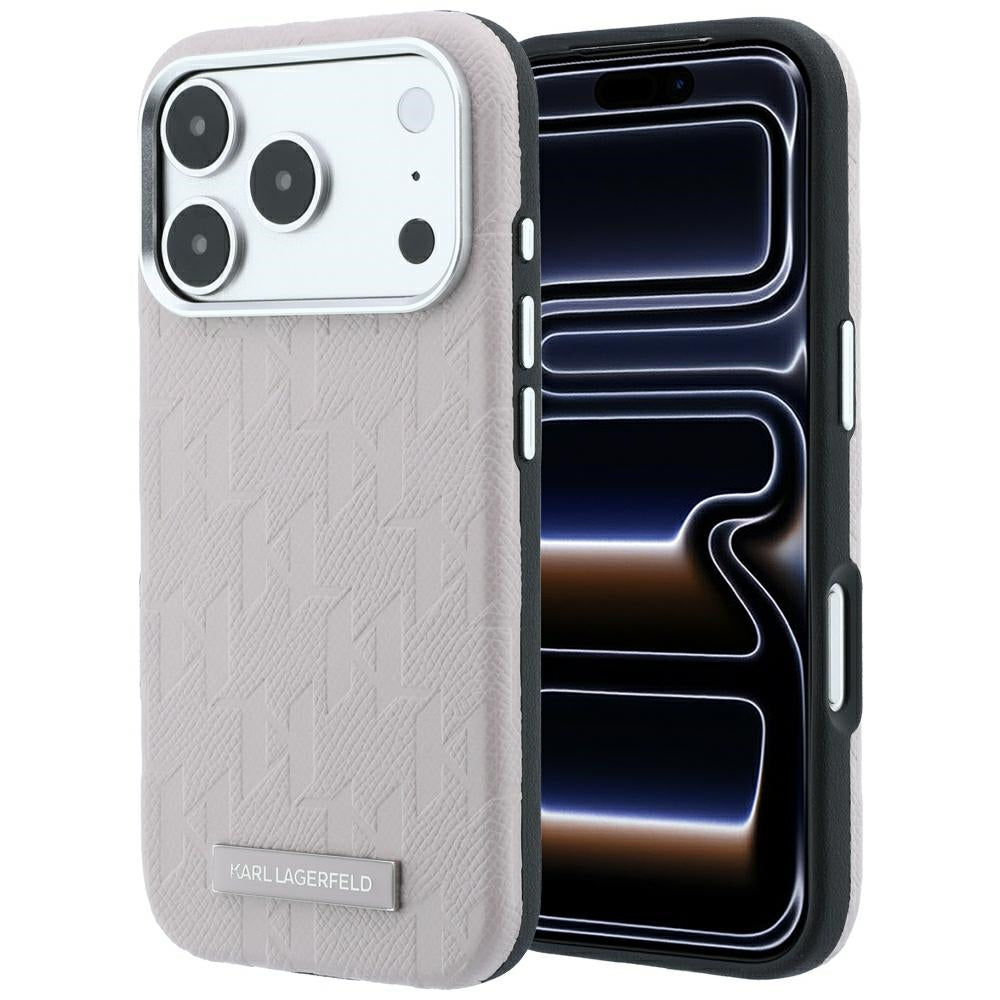 Husa MagSafe pentru Apple iPhone 18 Pro / 17 Pro, Karl Lagerfeld, Grained Mono Resin Logo, Roz