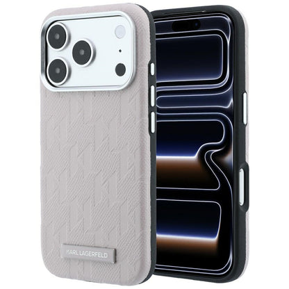 Husa MagSafe pentru Apple iPhone 18 Pro / 17 Pro, Karl Lagerfeld, Grained Mono Resin Logo, Roz