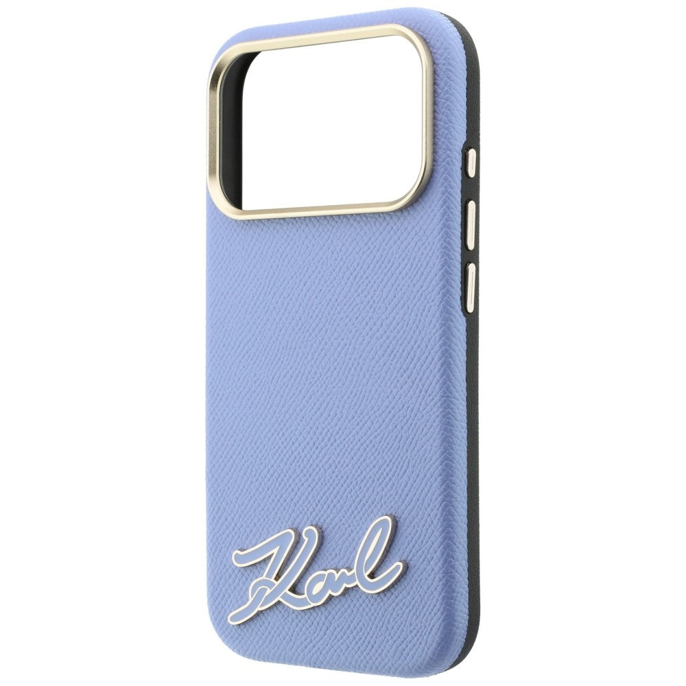 Husa MagSafe pentru Apple iPhone 18 Pro / 17 Pro, Karl Lagerfeld, Grained Resin Sign Logo, Bleu