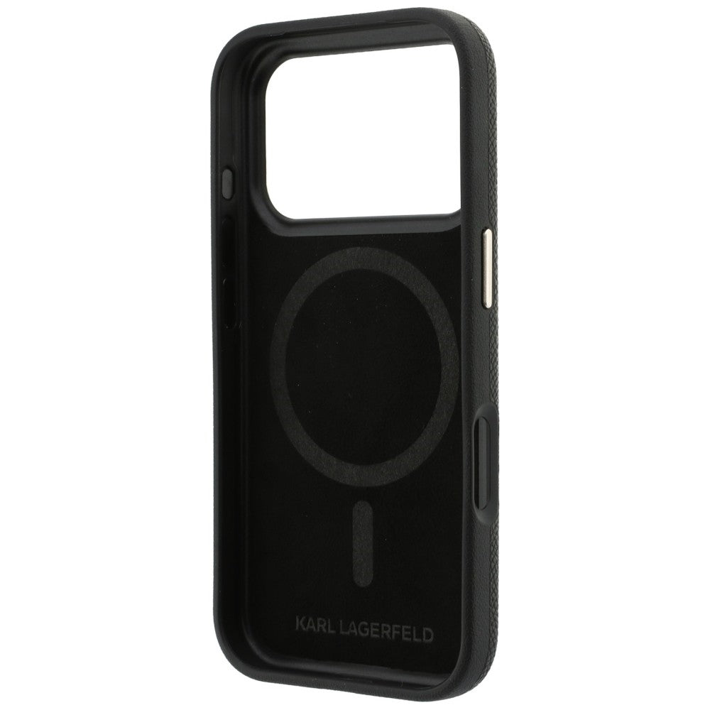 Husa MagSafe pentru Apple iPhone 18 Pro / 17 Pro, Karl Lagerfeld, Grained Resin Sign Logo, Neagra
