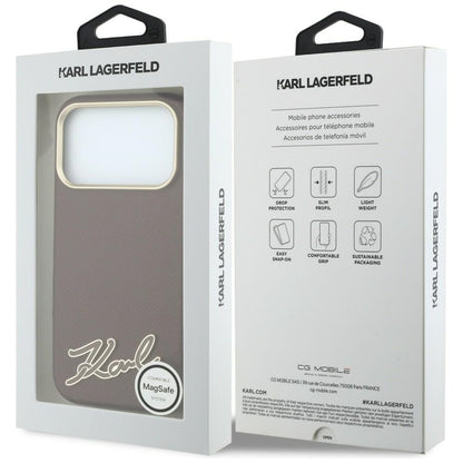 Husa MagSafe pentru Apple iPhone 18 Pro / 17 Pro, Karl Lagerfeld, Grained Resin Sign Logo, Visinie