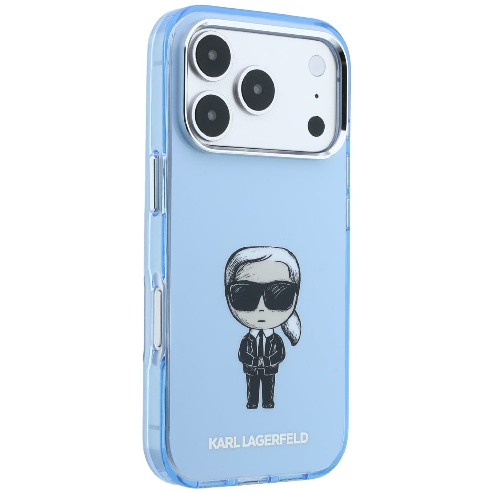 Husa MagSafe pentru Apple iPhone 18 Pro / 17 Pro, Karl Lagerfeld, HC IML Ikonik Sketch Print, Albastra