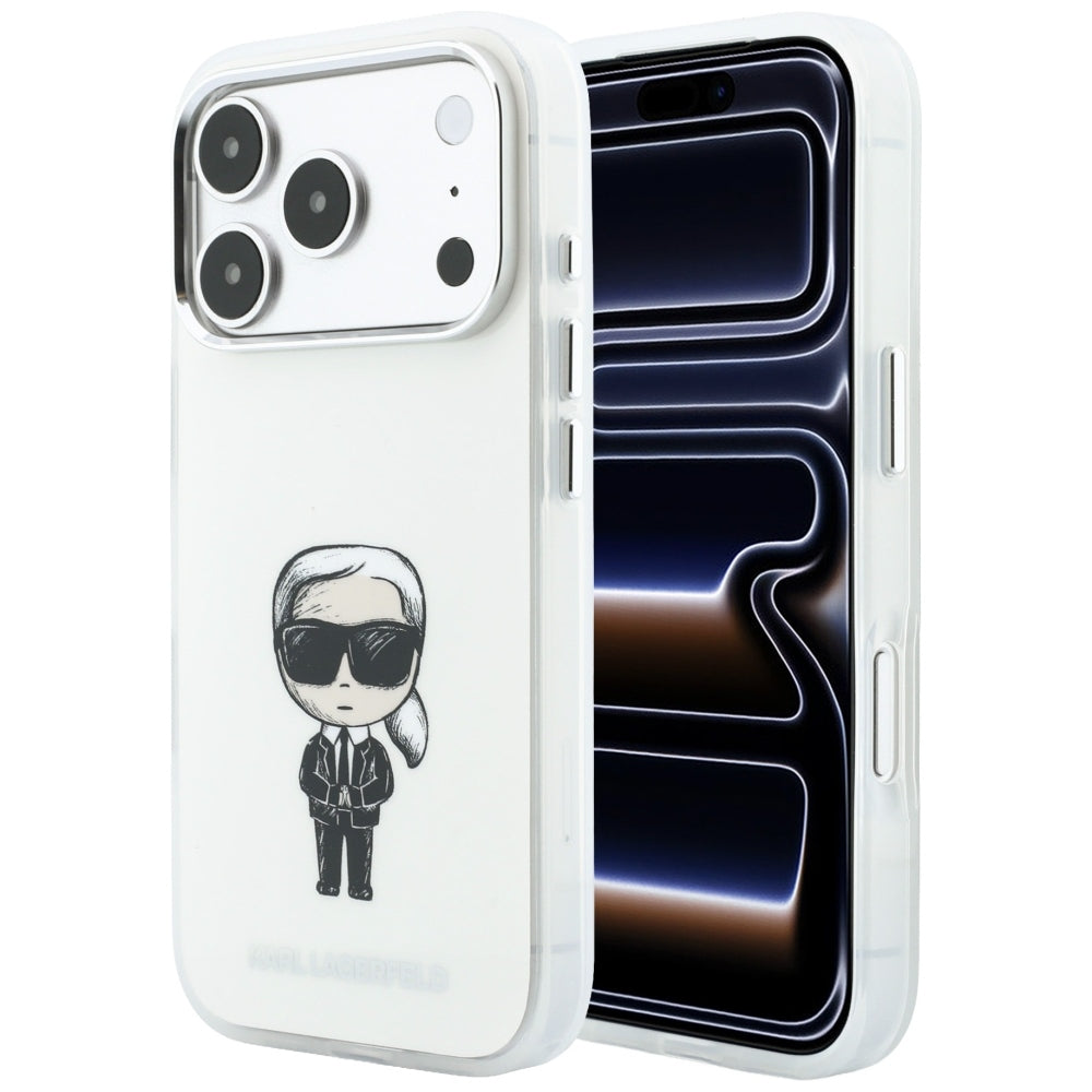 Husa MagSafe pentru Apple iPhone 18 Pro / 17 Pro, Karl Lagerfeld, HC IML Ikonik Sketch Print, Bej