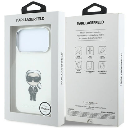 Husa MagSafe pentru Apple iPhone 18 Pro / 17 Pro, Karl Lagerfeld, HC IML Ikonik Sketch Print, Bej