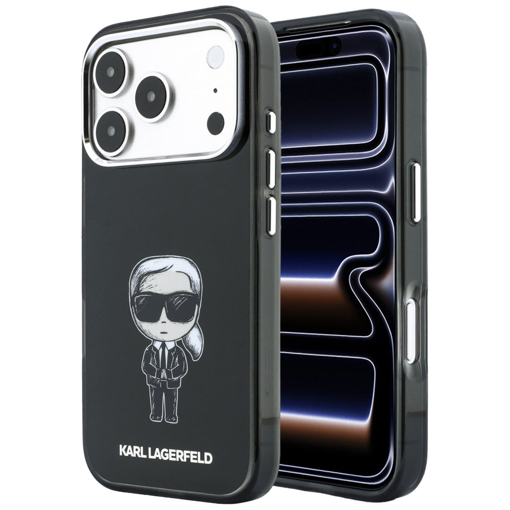 Husa MagSafe pentru Apple iPhone 18 Pro / 17 Pro, Karl Lagerfeld, HC IML Ikonik Sketch Print, Neagra